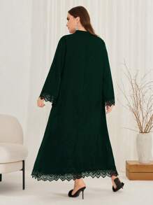 Al Najma Plus Size Women's Lace Patchwork V-Neck Dress