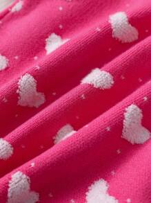Cárdigan Del Bloque Del Color Del Modelo Del Corazón De Los Bebés De La Nueva Llegada Y Falda Hecha Punto Plisada, Otoño Invierno - Rosa - Ver 5