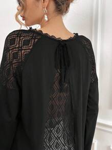 SHEIN Frenchy Women's Lace Patchwork T-shirt