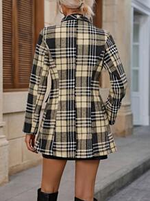 SHEIN Frenchy Plaid Shawl Collar Double-Breasted Coat