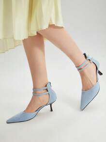 MOTF PREMIUM COWBOY STYLE FASHION WOMEN'S HIGH HEELS SHOES - Blue - View 10