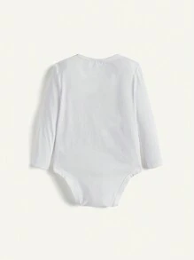 Cozy Pixies 4pcs/Set Baby Boy Solid Color Long Sleeves Overlapping Shoulder Bodysuit - Green - View 10