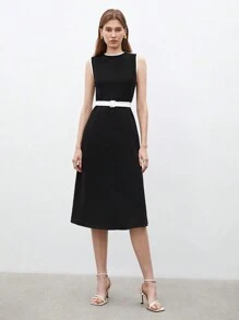 BizChic 女式無袖拼色連衣裙 - 黑色 - 查看 1