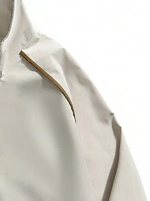 Men's Slim Fit Contrast Stripe Stand Collar Jacket - White - View 3