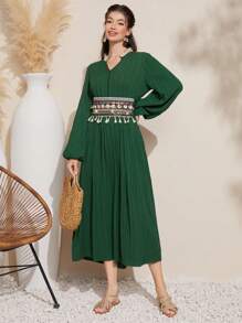 Al Najma 女士亮片拼接燈籠袖百褶裙