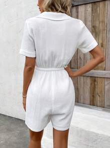 SHEIN LUNE Mameluco Con Cordón Y Textura Para Mujer - Blanco - Ver 2