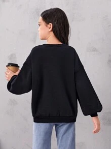 SHEIN 女孩鬆身運動Teddy Fleece套衫 - 寶藍色 - 查看 2