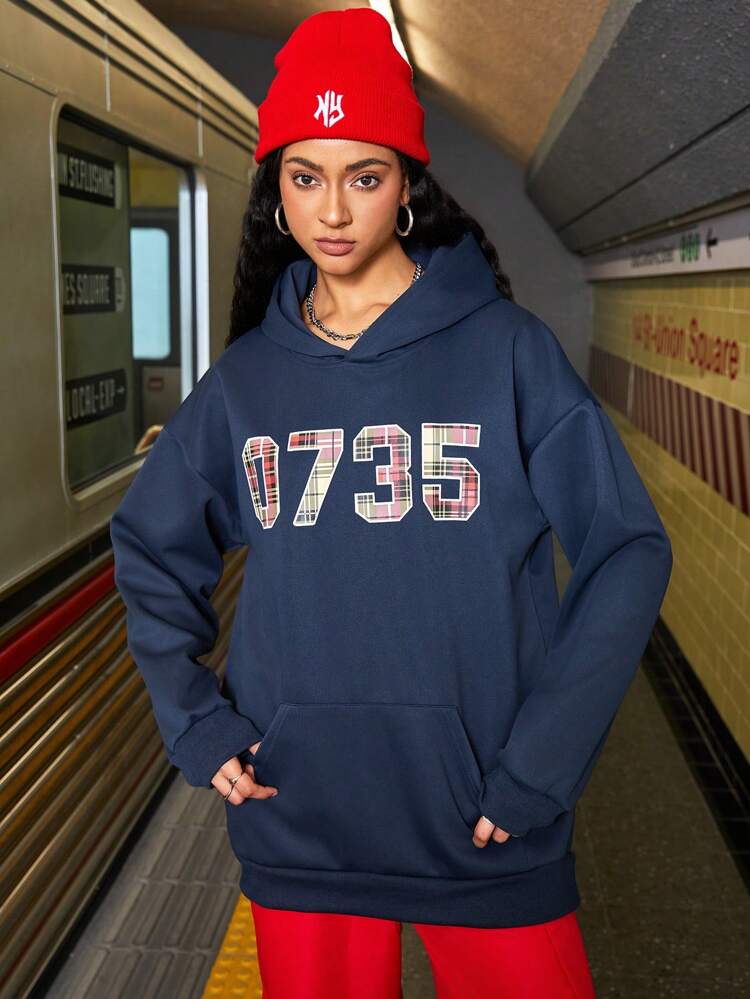 Women'S Letter Print Hooded Sports Sweatshirt