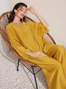 Mulvari Women'S Solid Color Batwing Sleeve Two-Piece Set 2 Piece Set