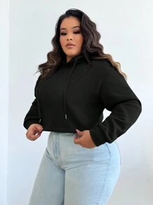 SHEIN SXY Sudadera corta con estampado de calabaza de cabeza esponjosa de talla grande, ropa de otoño e invierno para Halloween, atuendos de graduación, regreso a la escuela, atuendos de maestros para mujeres, regreso a la escuela en otoño - Negro - Ver 3