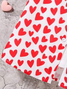 SHEIN Tween Boys' Casual Heart Printed Short Sleeve Shirt