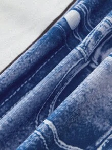 SHEIN LUNE High Waist Skinny Capri Leggings - Blue - View 7