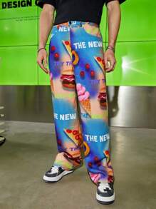 Manfinity VCAY Pantalones Tejidos Para Hombre Con Estampado De Monograma Y Gourmet