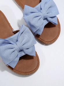 Bow Slippers For Going Out, Women'S Fashionable Beach Shoes, Non-Slip Bow Slippers For Outdoor Wear - Baby Blue - View 5