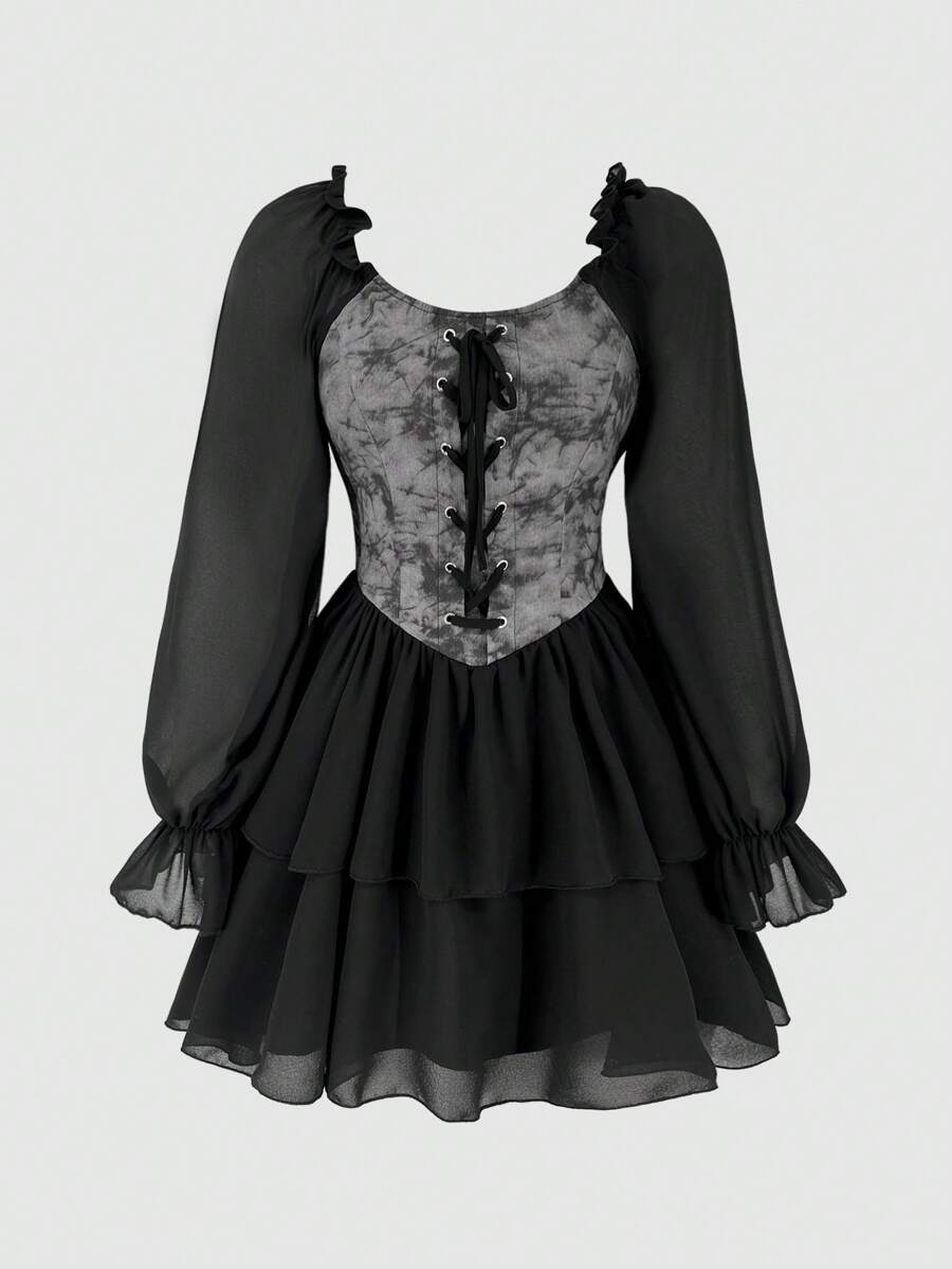 SHEIN Unity Chiffon Women Dress - Black - View 1