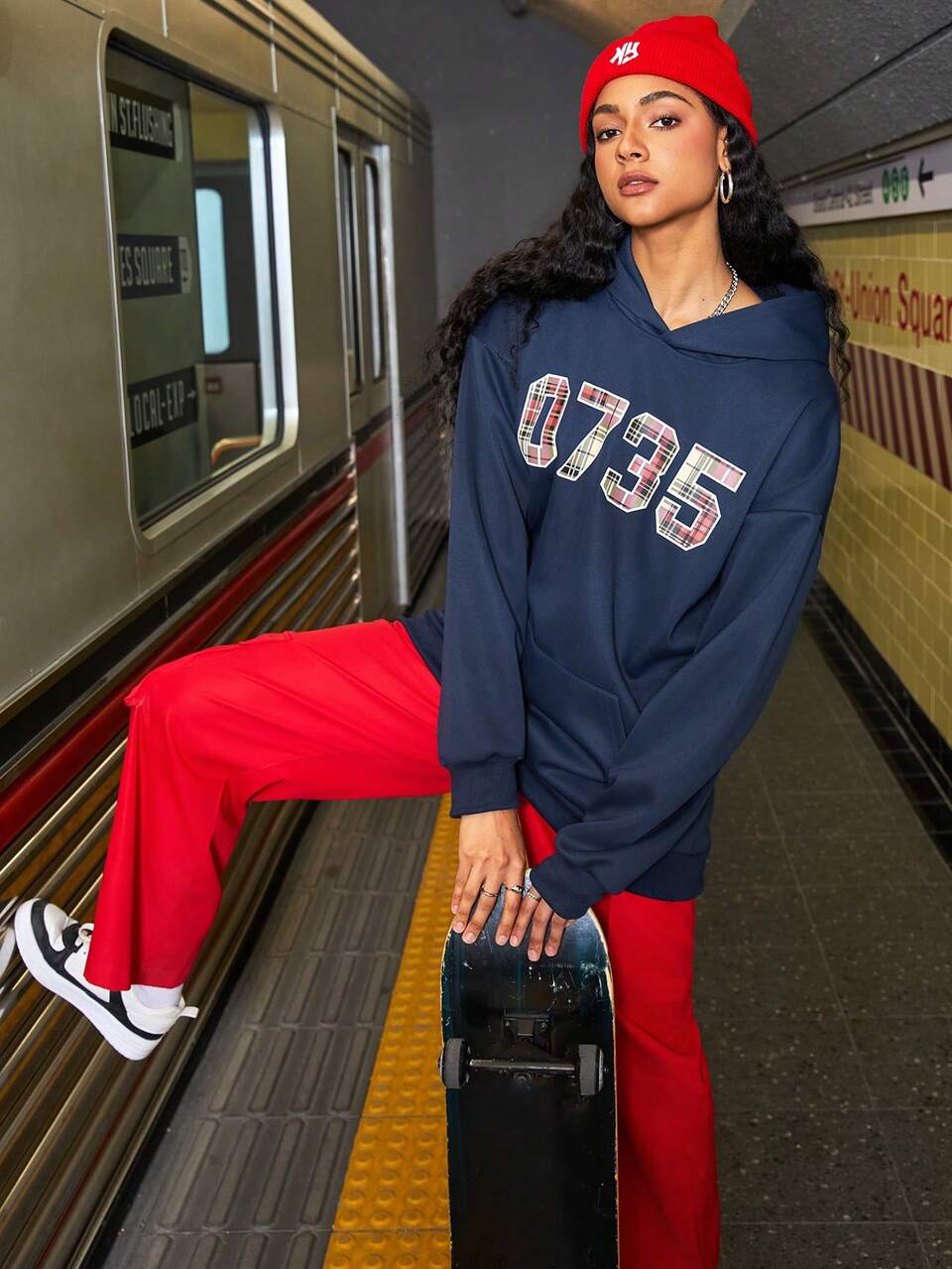 Women'S Letter Print Hooded Sports Sweatshirt