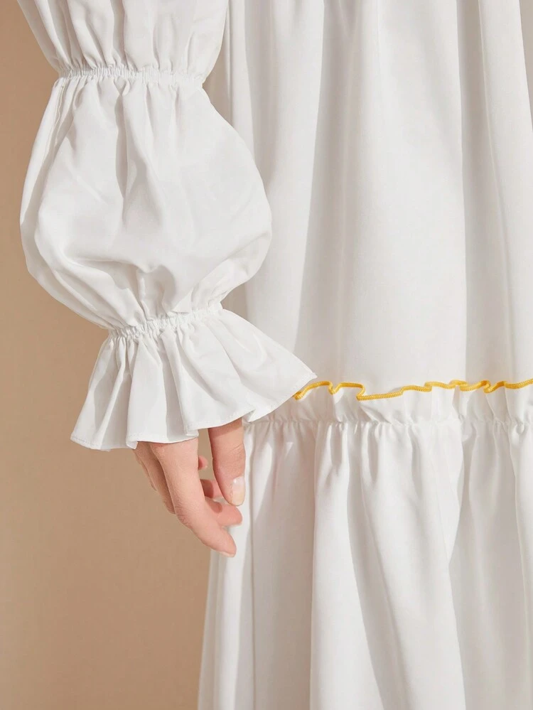 Ladies' Frill Trim Flounce Sleeve Dress