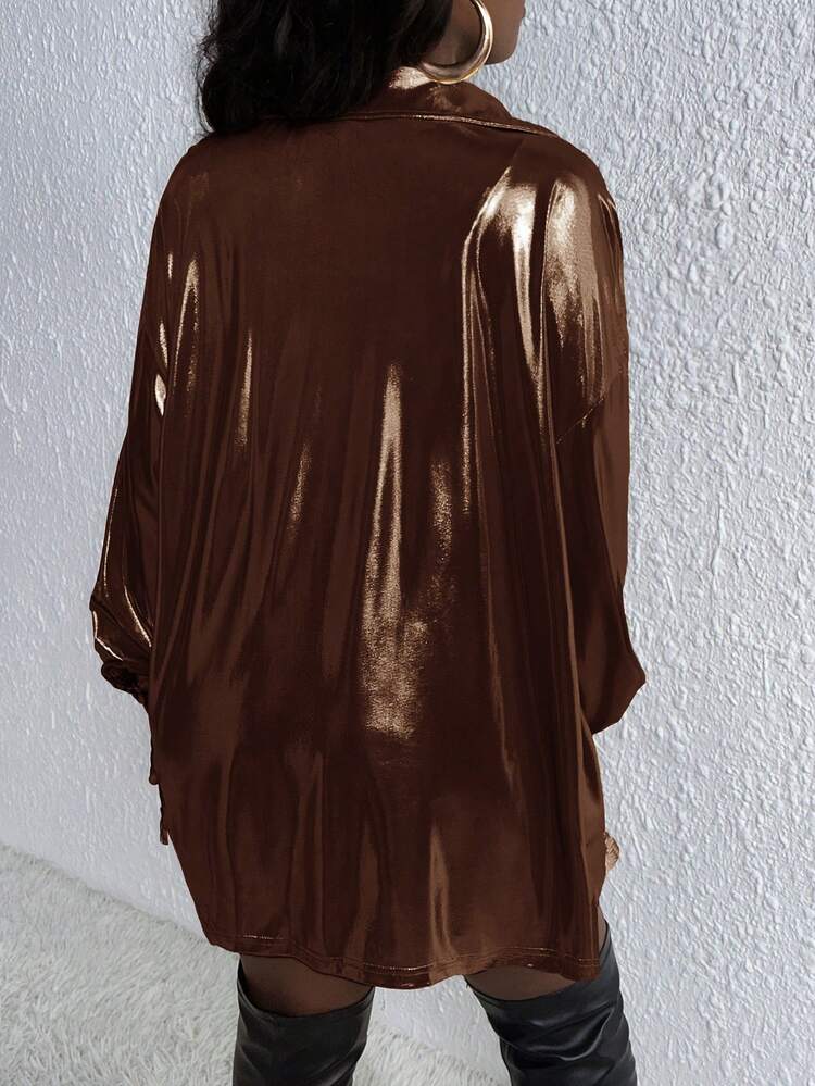 Women'S Solid Color Button Down Long Sleeve Shirt