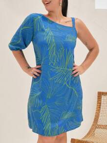 大尺碼連衣裙 - 藍色 - 查看 1