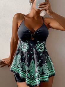 SHEIN Swim Summer Beach Women's Floral Print Bikini Set - Multicolor - View 1