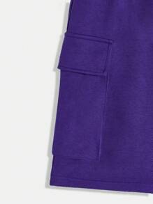 Tween Jungen 3-teiliges Set mit lässigem Kapuzenpullover mit Bärenmuster und lockerem Kurzarm-Oberteil, einfarbiger Hose und Tasche sowie Strickstoff