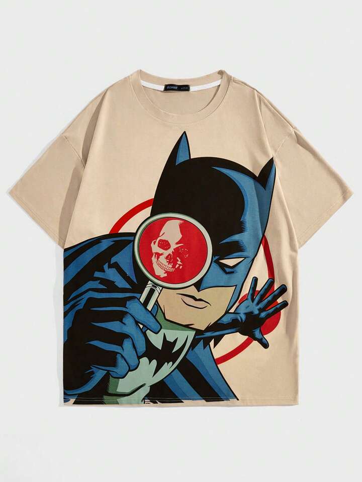 Is That The New Batman X ROMWE Men Comic Print Short Sleeve T