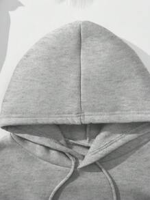 INAWLY Conjunto De Pantalones Y Sudadera Con Capucha Y Cordón De Color Liso Para Mujer - Gris - Ver 6