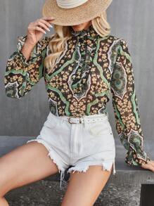 SHEIN VCAY 隨機印花長袖女襯衫 - 彩色 - 查看 6