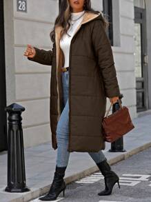 SHEIN LUNE Women's Hooded Long Sleeve Padded Padded Coat Clothes Winter