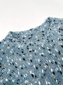 Áo len nữ dáng suông cổ tròn tay dài phối màu, thích hợp mặc mùa thu/đông. - Nhiều màu - Xem 10