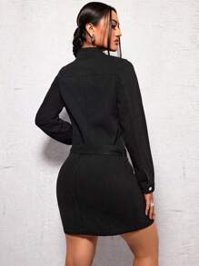 SHEIN ICON Vestido De Mezclilla Para Mujer Con Frente De Botones