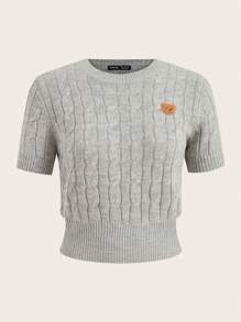 SHEIN MOD 女式卡通拼接短袖針織上衣 - 灰色 - 查看 1