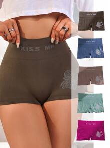 5 件/包 女式花卉印花平角短褲 - 彩色 - 查看 1