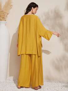 Mulvari Women'S Solid Color Batwing Sleeve Two-Piece Set 2 Piece Set