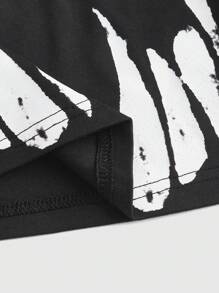 ROMWE Goth Camiseta corta con estampado gráfico, para la escuela - Negro - Ver 3