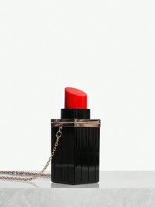 SHEIN SXY 時尚多功能簡約女款口紅盒斜背包 - 黑色 - 查看 3
