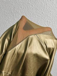 Slaydiva Vestido Ceñido Para Mujer Con Cuello De Soporte Y Detalles De Malla
