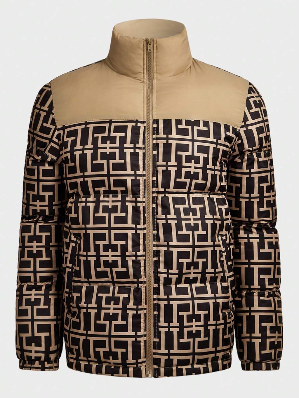 Loose Fit Men's Woven Quilted Casual Padded Jacket, For Fall Winter