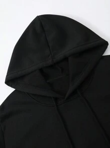 Manfinity Hypemode 鬆身男士2入組保暖連帽衛衣,帶字印花、袋鼠口袋和束帶 - 黑與白 - 查看 5