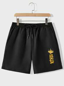 Manfinity VCAY Nam Mô hình rồng In Áo thun Và Bộ quần short - Đỏ - Xem 4