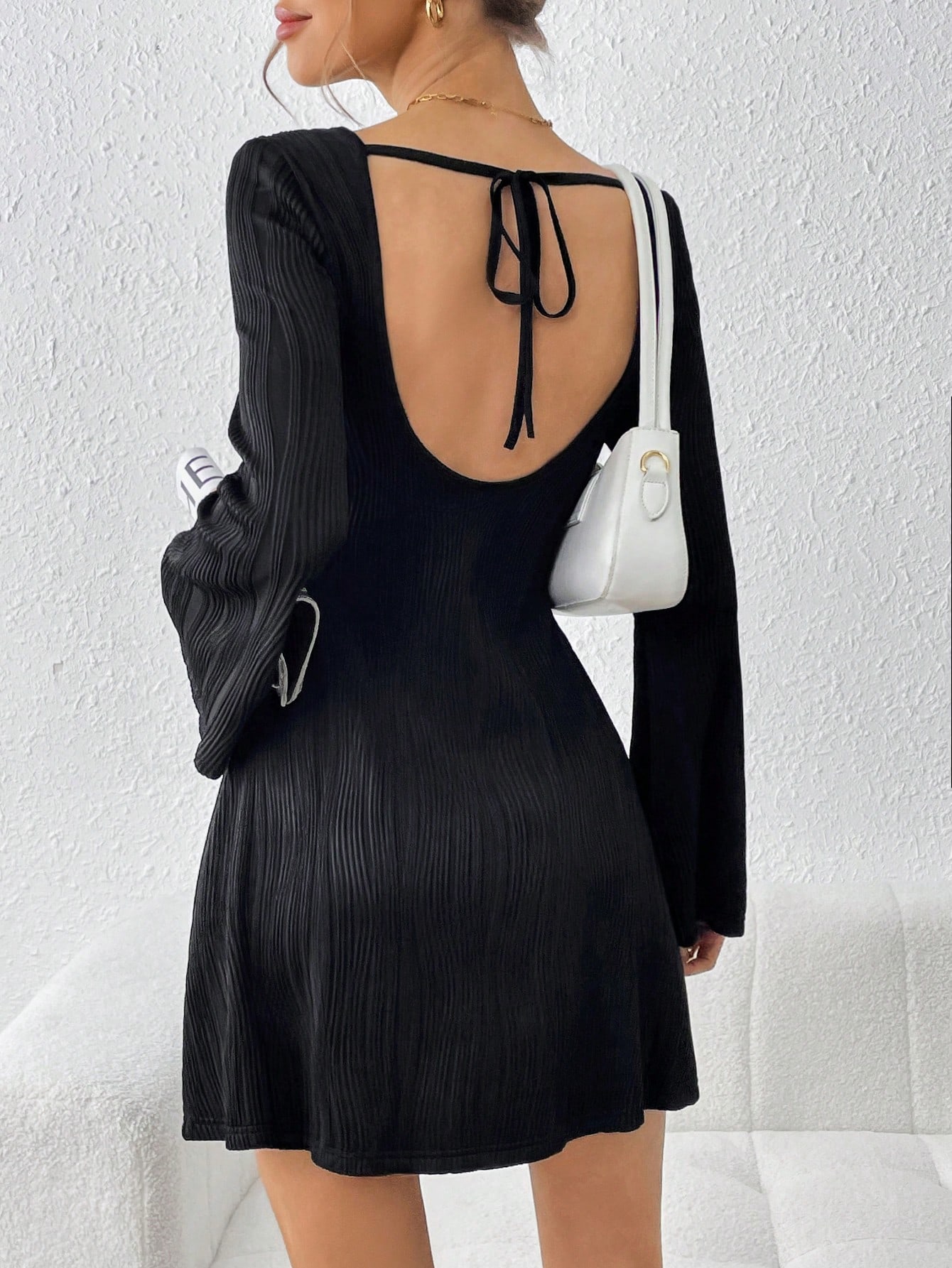 Textured hollow out dress