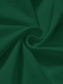 SHEIN MOD 女式純色打褶空心t卹 - 墨綠色 - 查看 4