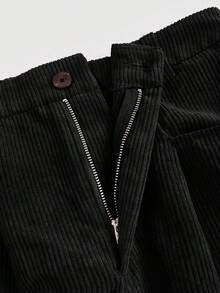 SHEIN MOD Quý cô quần ống rộng Vải to sợi Quần - màu đen - Xem 4
