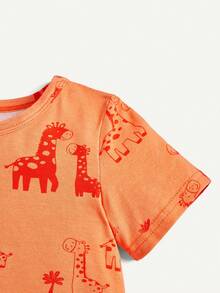 3pcs Baby Boys' Cartoon Animal Pattern Short Sleeve Crewneck T-Shirt Set With Pullover Design - Multicolor - View 6