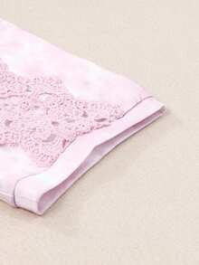 女蕾絲拼接紮染短袖t卹寬鬆設計感小眾上衣 - 彩色 - 查看 6