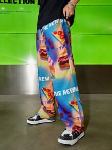 Manfinity VCAY Pantalones Tejidos Para Hombre Con Estampado De Monograma Y Gourmet