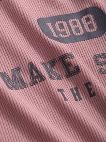 DAZY Áo thun nữ tay dài cổ tròn in chữ phối màu Raglan, quần áo mùa thu, quần áo trở lại trường, áo thun họa tiết - Nhiều màu - Xem 4