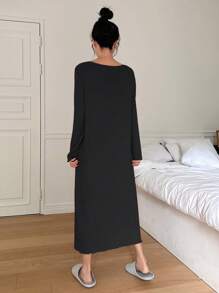 DAZY 女士纯色长款睡衣，秋冬款