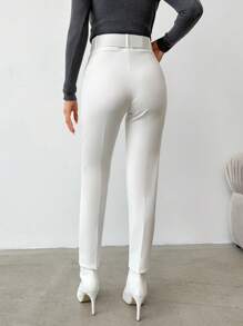 SHEIN Cottnline 女士純色束腰西裝褲 - 白色 - 查看 2