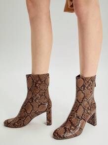 MOTF PREMIUM SNAKE PRINT WOMEN'S MID-CALF BOOTS - Brown - View 7